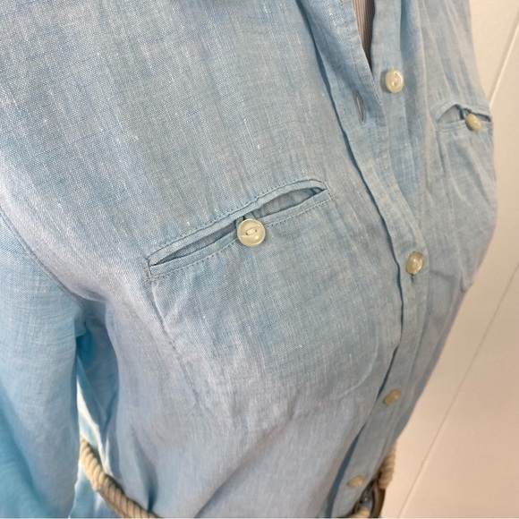 Lauren Ralph Lauren 100% Linen Button Front Tunic Top with Rope Belt Size Small - Picture 7 of 16